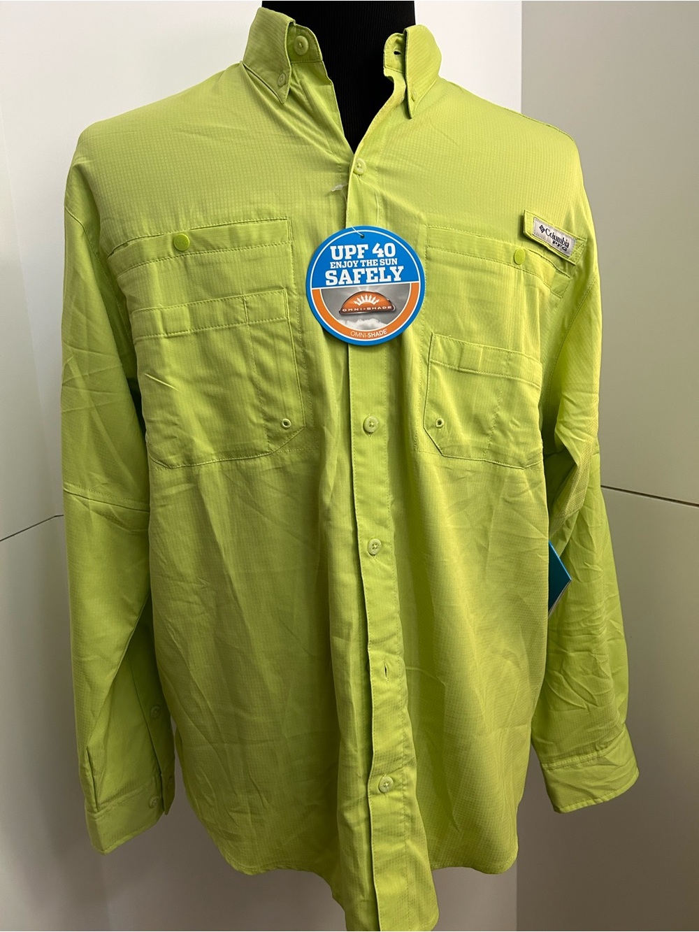 Columbia Lime Green UPF Button-Front Sun Shirt Jacket NWT